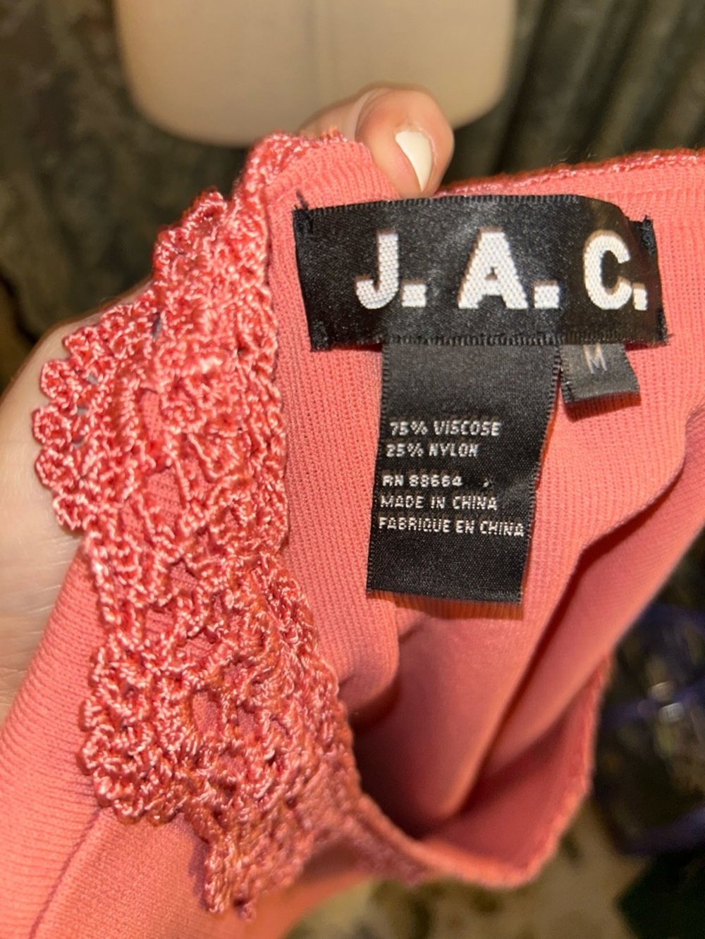 Vintage Crocheted Scoop Neck Coral Sleeveless Tank Top - Picture 3 of 3